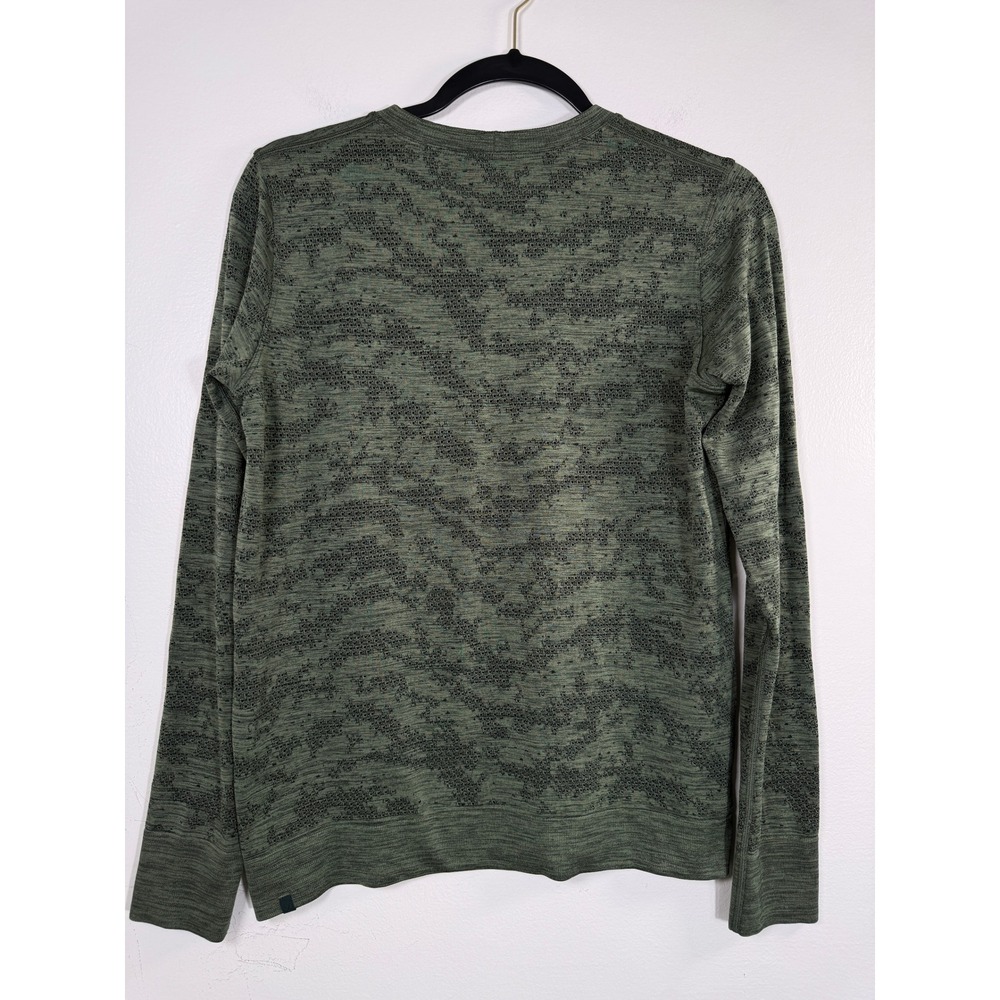 Lululemon M/L Swiftly Tech Long Sleeve Crew Rainforest Green Dot Scape Mesh Top - Picture 3 of 8
